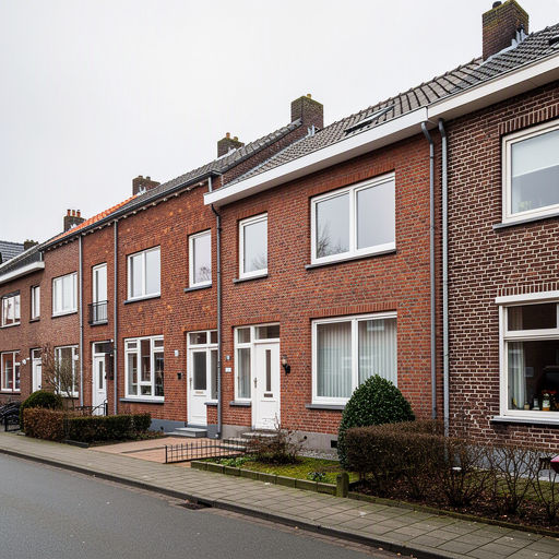 rijtjeswoning in Enschede met witte kunststof kozijnen aan de voorgevel
